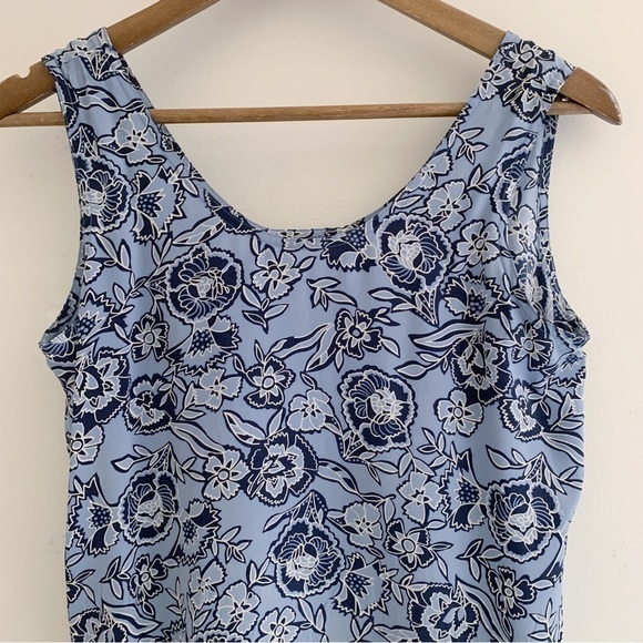 Henri Bendel Floral Silk Tank Top Small Blue - Picture 2 of 5